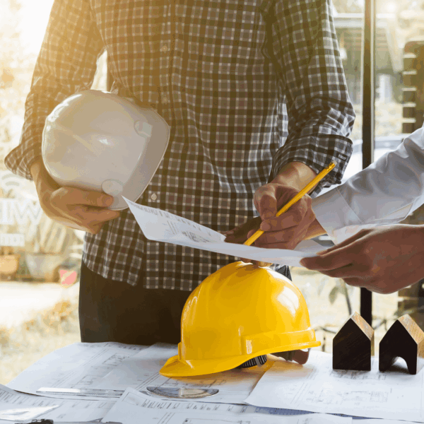 Construction worker dealing with CIS tax paperwork whilst on a job