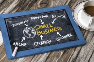 small business concept diagram hand drawing on blackboard